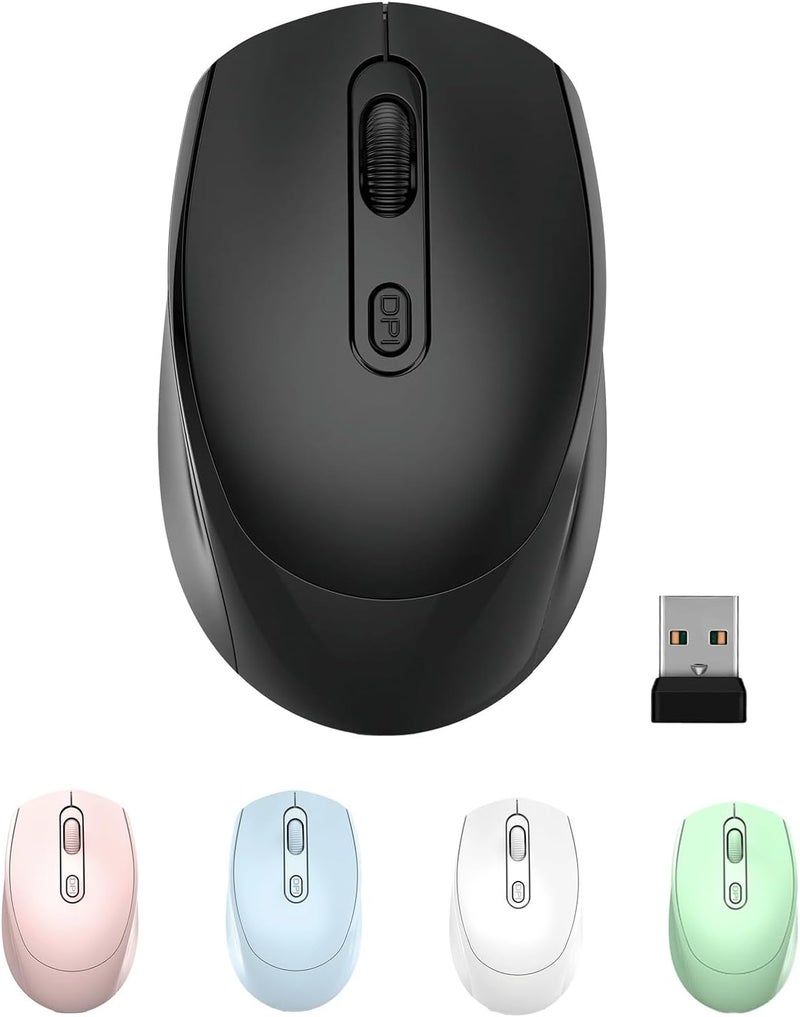 ONEUP Wireless Mouse, 2.4G, Silent, USB Nano Receiver, for Laptop, Chromebook, PC, Mac, Windows and School Work (Black) - Image 1